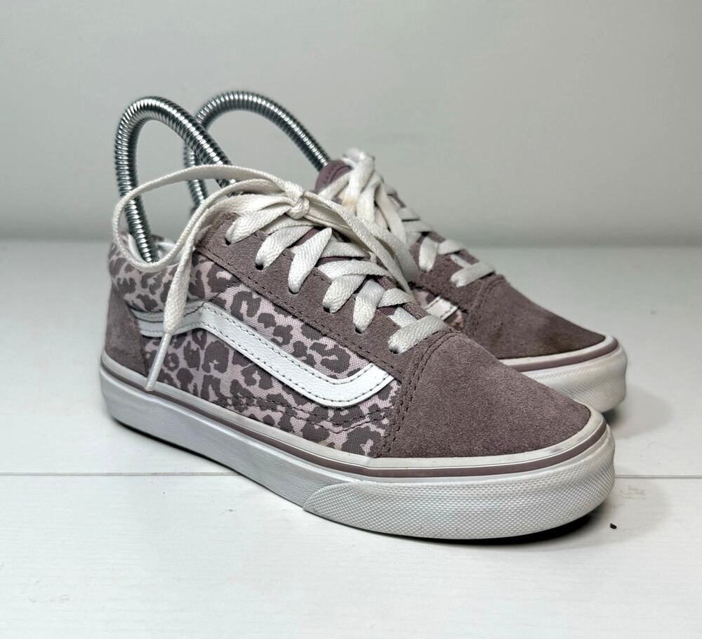Vans Old Skool Sneakers Purple and Gray Cheetah, Girls Size 2